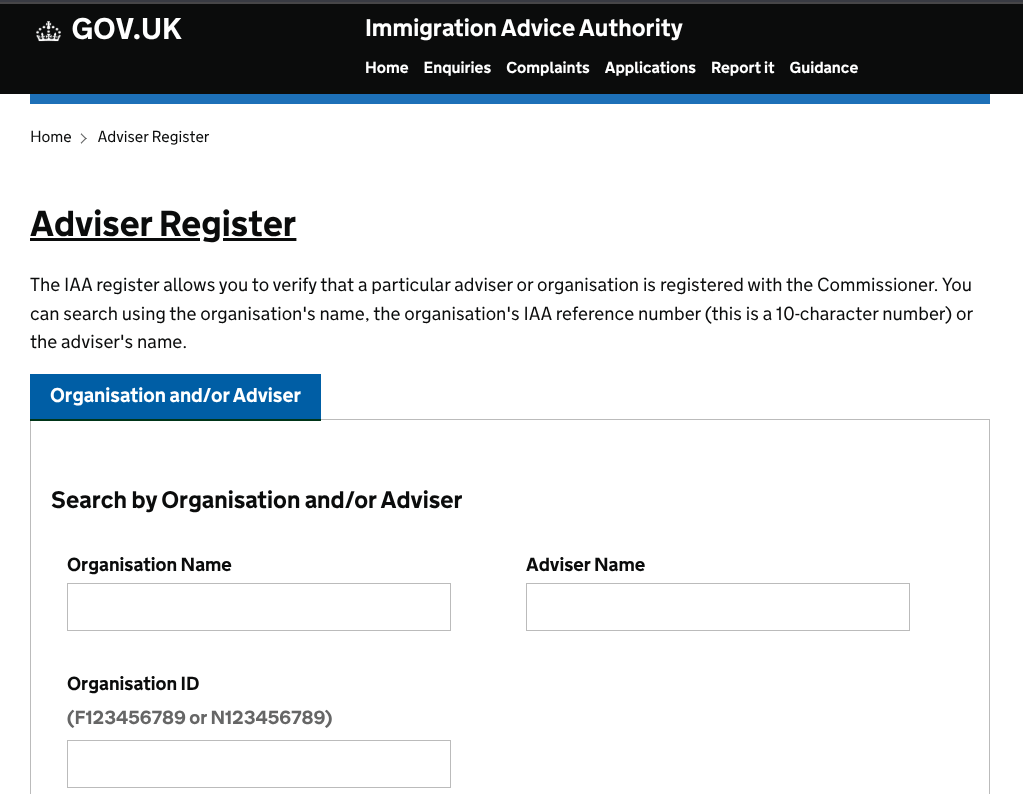Verify Registration for ZR Visas on UK Government website IAA