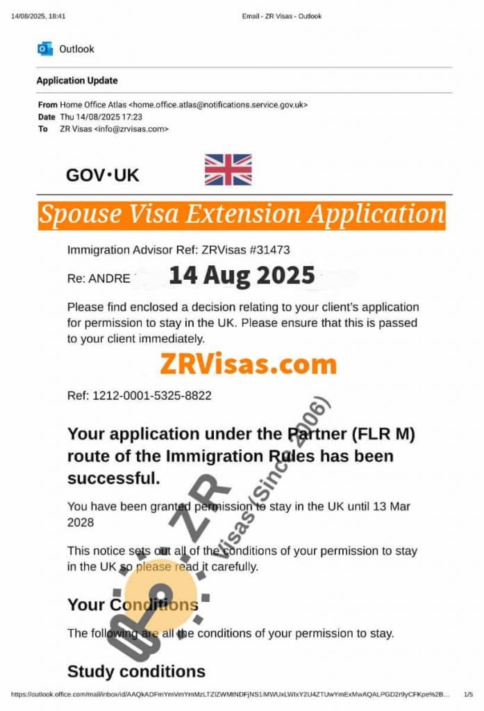 UK Spouse Visa Extension Apply for Husband Application 15 Aug 2025 ZR Visas UK