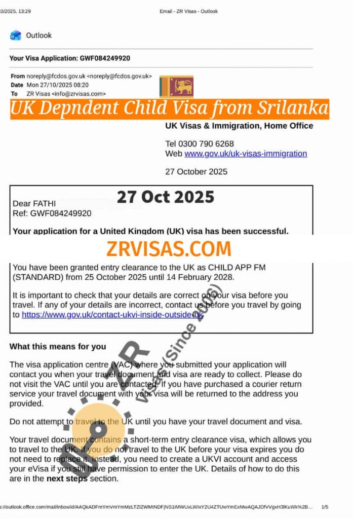 Dependent Child Visa Application Sole Parental Responsibility 27 Oct 2025 ZR Visas UK