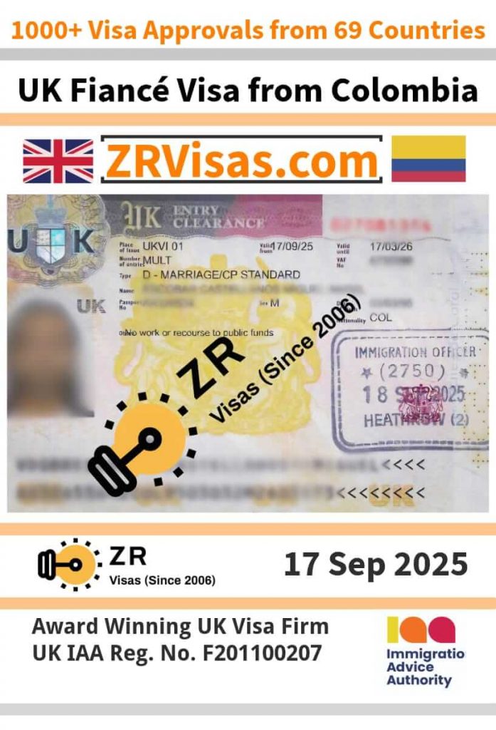 UK Fiance Visa Application from Colombia 17 Sep 2025 ZR Visas UK