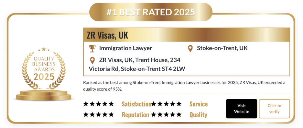 ZR Visas The Best Immigration Lawyer in Stoke-on-Trent, UK 2025 _ Quality Business Awards UK