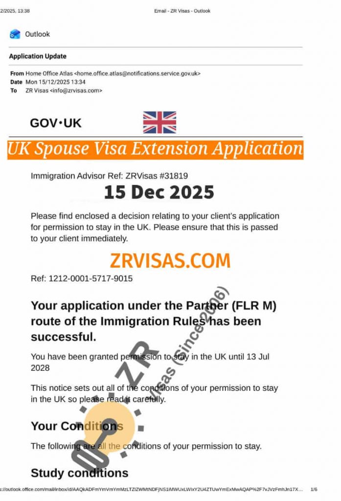 UK Spouse Visa Extension Application FLR M ZR Visas UK 15 Dec 2025