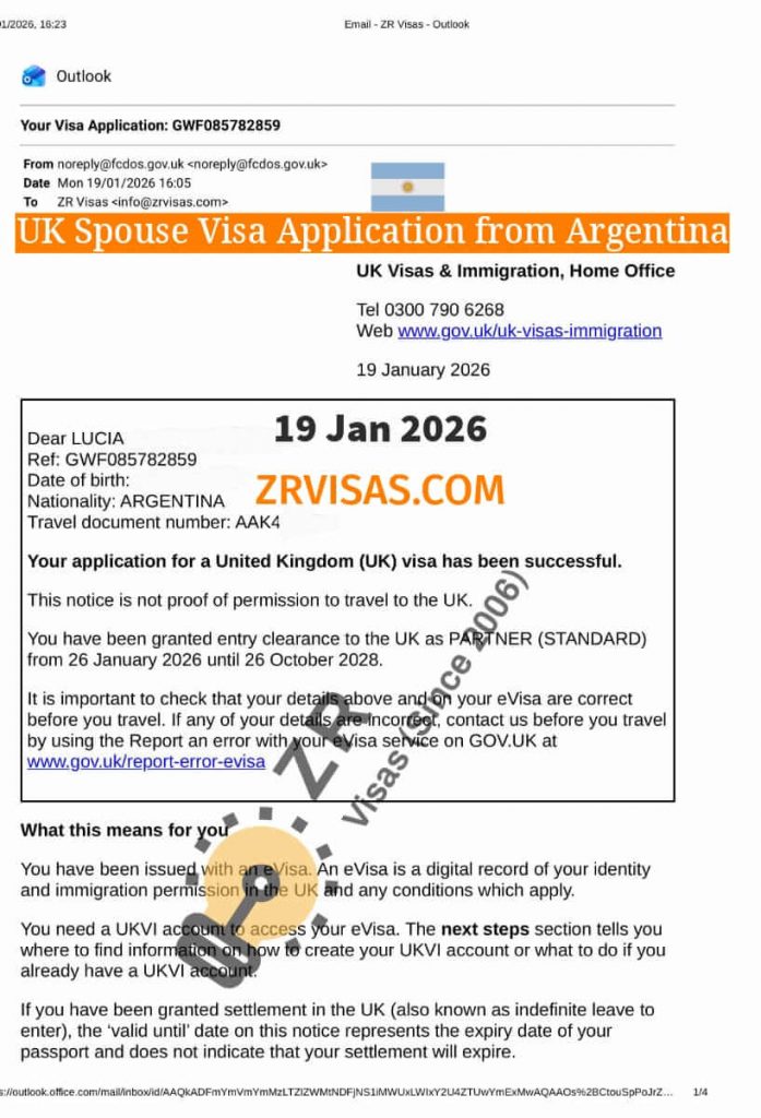 UK Spouse Visa Apply Partner Visa from Argentina 19 Jan 2026 ZR Visas UK