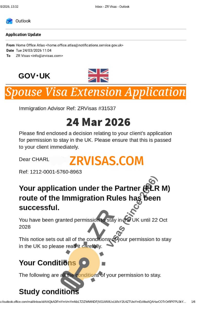 UK Spouse Visa 5 Years Route Visa Extension FLR M ZR Visas 24 Mar 2026