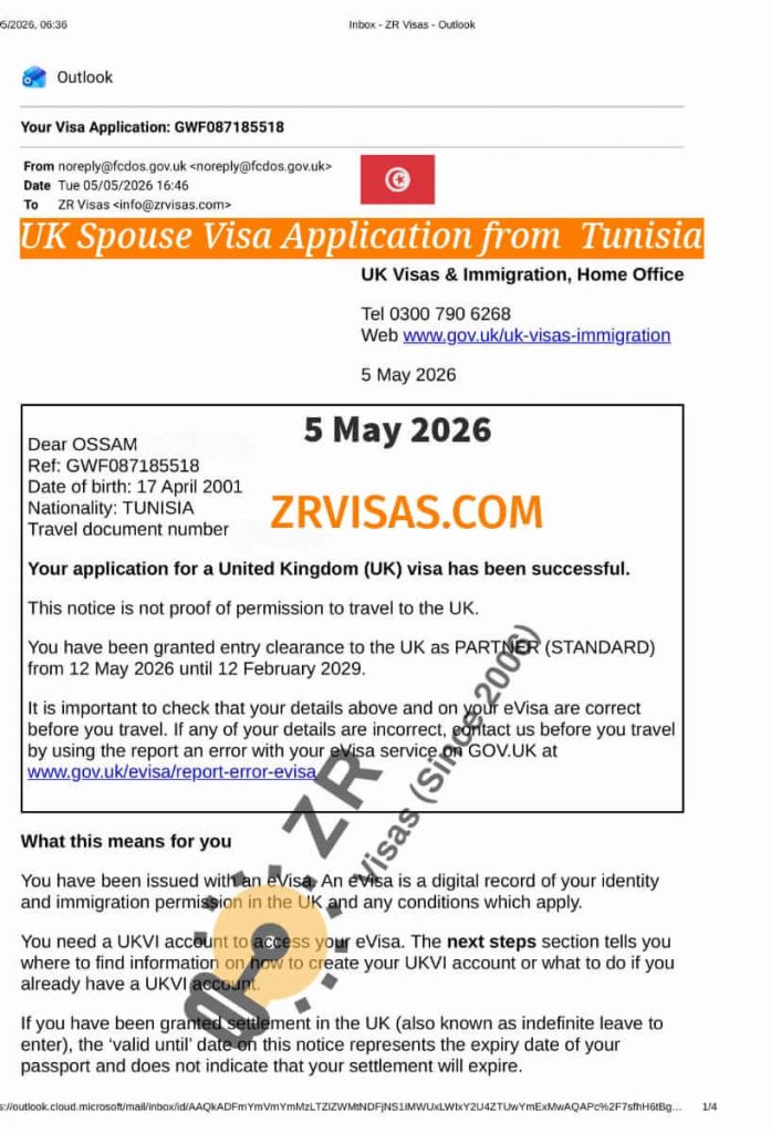 UK Partner Visa for Spouse Entry Clearance from Tunisia ZR Visas UK 5 May 2026