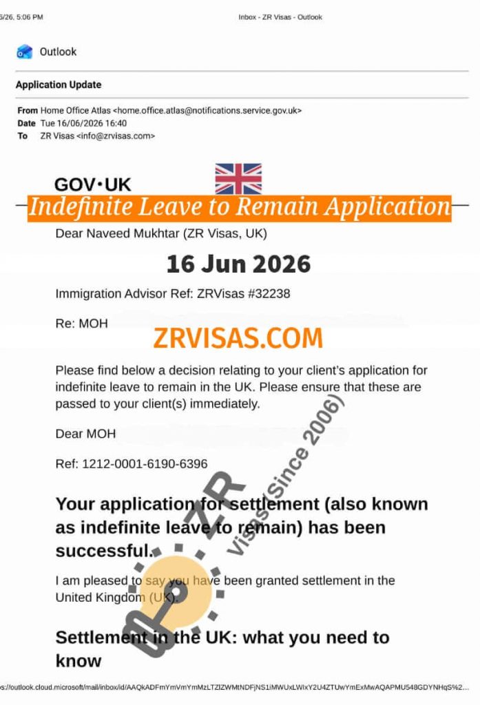 Indefinite Leave to Remain Application ILR ZR Visas UK 16 Jun 2026