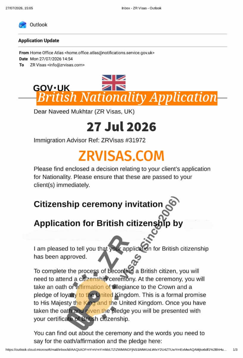 Naturalisation Apply for British Nationality Partner Route ZR Visas UK 27 Jul 2026