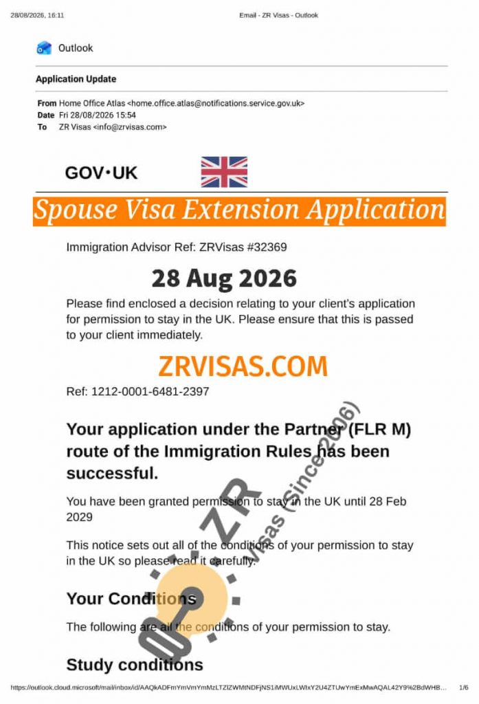 UK Apply Spouse Visa Extension Application Super Priority Service ZR Visas UK 28 Aug 2026