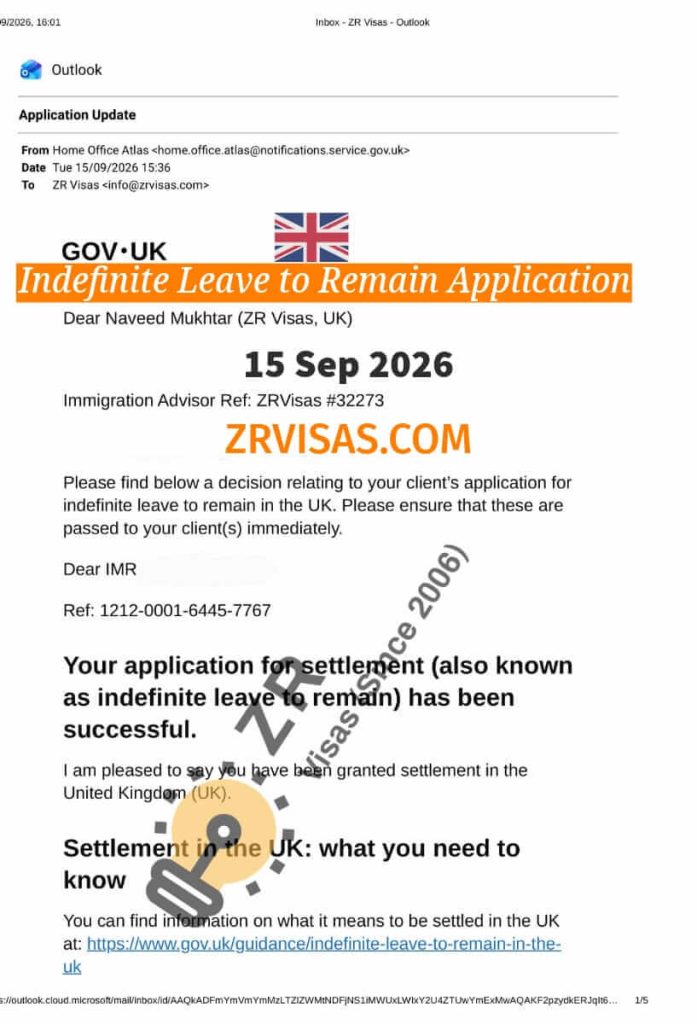 Indefinite Leave to Remain Application Super Priority Service ZR Visas UK 15 Sep 2026