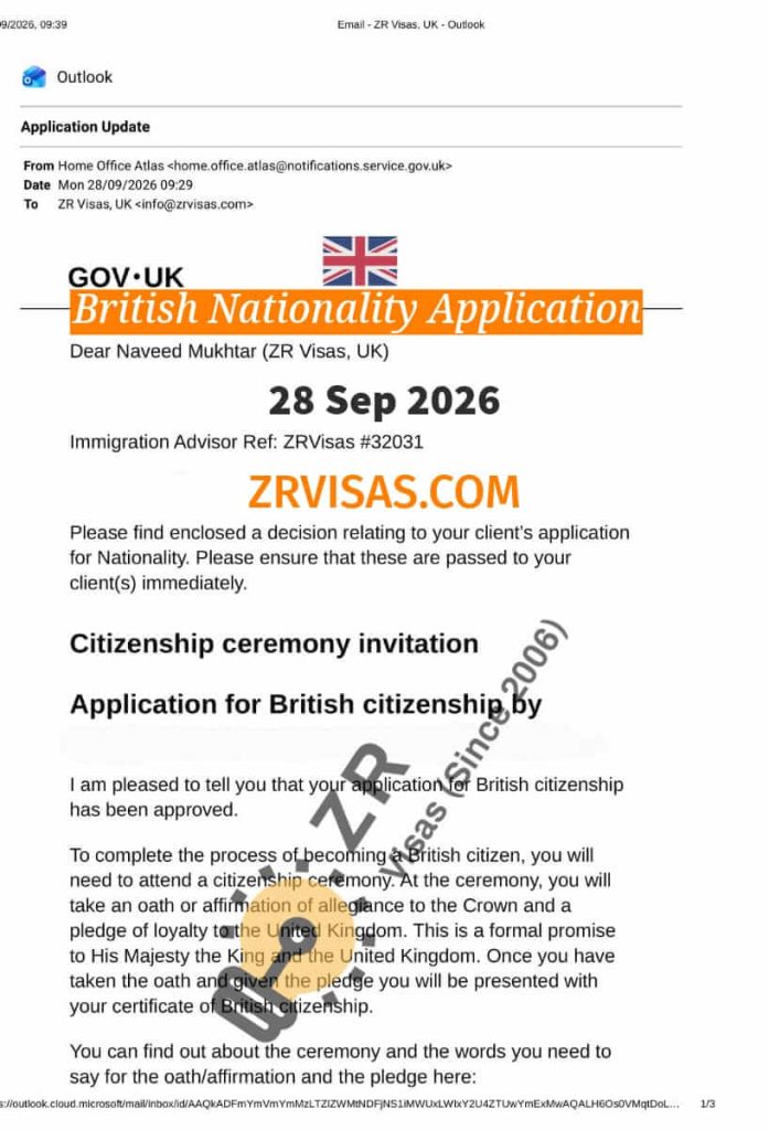 British Nationality UK Naturalisation Application ZR Visas UK 28 Sep 2026