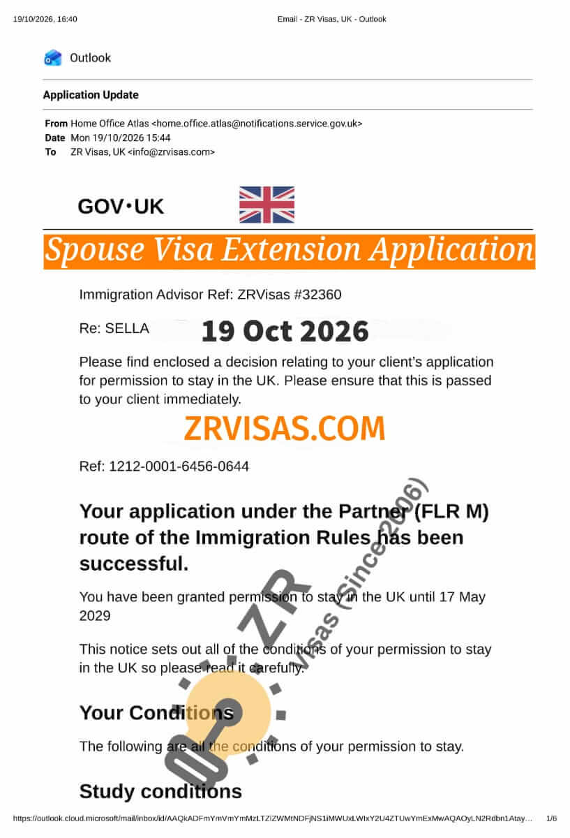 Spouse Visa Apply Visa Extension FLR 5 Years Partner Route ZR Visas UK 19 Oct 2026